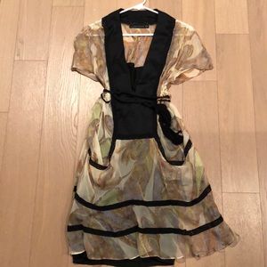 Zara woman printed silk chiffon kimono dress